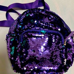 Mini purple sequin backpack